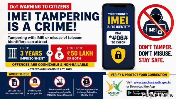 IMEI Tampering Can Lead to 3 Years in Jail and ₹50 Lakh Fine, DoT Warns Mobile Users